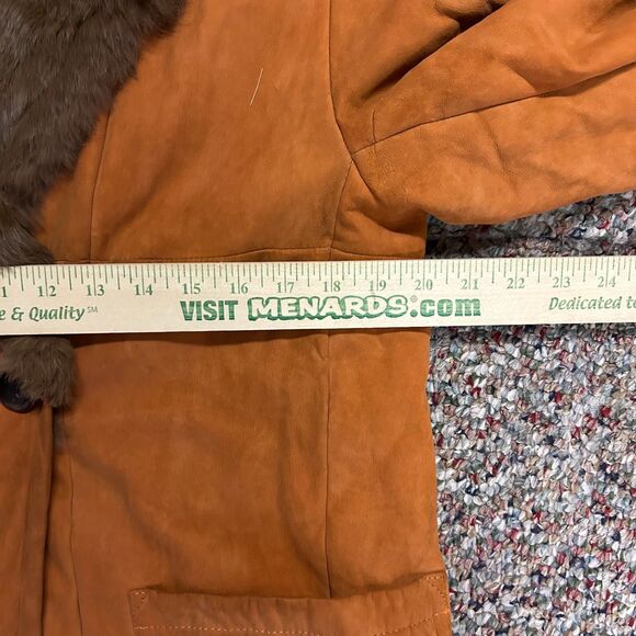 Vintage Original Lapin Italy Orange Suede Rabbit Fur Penny Lane Coat 44/US12 - Picture 12 of 16